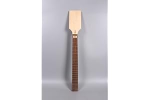 YINFENTE Palisander-Gitarrenhals für kleine Elektro-Bassgitarre, 24 Bundstäbchen, 76,2 cm Rosewood Gitarre Griffbrett Paddel Kopf