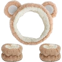 Gjinxi Bärenohren-Stirnband Aus Plüsch – Niedliches Haarband Für Make-up, Gesicht Waschen, Cosplay & Karneval (braun)