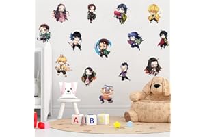 Grenric Demon Slayer Tapeten-Wandaufkleber, Kinderzimmer, Hintergrund, Wanddekoration, selbstklebend, Anime-Poster, Geburtstagsparty-Zubehör