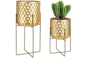 TRIROCKS Metal Plant Stands 31cm &45cm Flower Stand Holders Modern Plant Holders Flower Holder for Flower Pot Indoor Outdoor Home Living Room Garden Balcony Patio Decor (Gold)