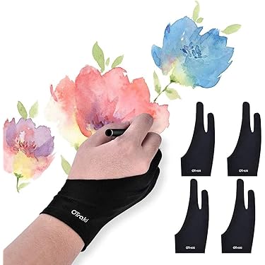 Gants De Dessin EIHI - 2 Pièces Pour Droitier & Gaucher | Anti-Trace, Anti-Frottement Tablette Graphique