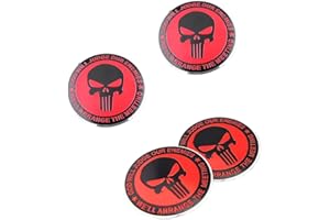 RHQFDM 4 Pieces Skull Hubcap Sticker Punisher Skull Hubcap Sticker Car Hub Centre Cover Decorative Sticker Compatible With 56mm Wheel Hubcaps(reddish-black)