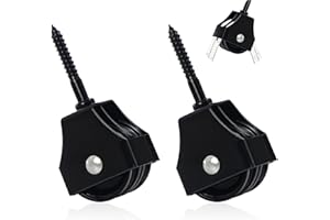 LETUXAAMZ Doble Polea Cuerdas Con Tornillos - Poleas para tendedero de Ropa único Conjunto De Fitness, Bricolaje Gimnasio Equipo La Aptitud Cuerda Alambre Incluye Tornillo Sujeción y Guías (Negro, 2pcs)
