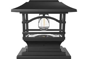 Davinci Lighting Edison Solar Outdoor Post Cap Lights - 4x4 5x5 6x6 - Bright LED Light for Fence Deck Garden or Patio Posts - Slate Black (1 Pack)