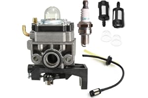 PREJM Carburetor for Honda GX25 GX35 Engines Compatible with HHT35, HHT35S, FG110, HHB25, ULT425, UMS425, and UMK425 Trimmer Mowers - Includes Spark Plug, Fuel Line Hose, Primer Bulb, and Fuel Filter Sets