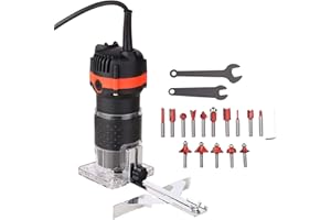 Fresadora de Madera, Weytoll 800W 30000r / min Recortadora de Madera Eléctrica Multifuncional Enrutador de Madera Recortadora, Profesional Máquina de Ranurado con 15 Piezas Fresas 220V