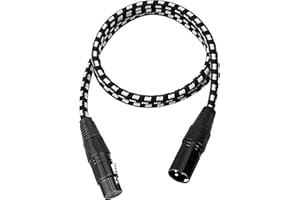MUSIIN XLR Audio Cable 0.5m for Professional Microphone, Audio Interface, Braided Canon Audio Cable for Desktop, Studio, Audio Recording (Black and White)