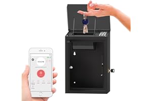 WeHere Key Drop Box with Smart Lock for Outside Wall Mount, Key Return Box for Automotive,Anti-Thief & Waterproof Design for Outdoor, Secure Cash Drop Box for Bussiness After Hours,Hotel,Car Rental