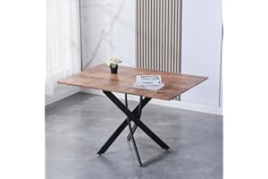 ‎GOLDFAN GOLDFAN Esstisch Holz Küchentisch Rechteck Esszimmertische mit Schwarz Beinen Retro Industrial Stil für Wohnzimmer Büro, 110cm