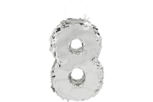 Boland - Zahlen Pinata, 25 x 16 x 5 cm, glänzende Nummer für Jubiläum und Geburtstag, Zahl, Silber, Dekoration, Party-Spiel