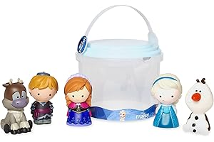 Disney Store set di giochi ufficiale di Frozen per il bagnetto, 5 pezzi, include i personaggi Anna, Elsa, Olaf, Sven e Kristoff con secchiello contenitore, per bimbi dai 6 mesi in su