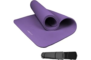 Vivezen - Tapis de yoga, de gym, d'exercices 186 x 120 x 1 cm + sangle de transport - Plusieurs coloris