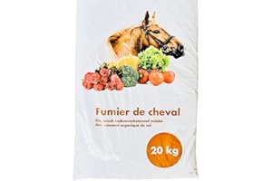 MGI DEVELOPPEMENT Fumier de cheval composté 20 kg - Amendement organique NF U 44-051 - Engrais naturel pour potager, rosiers, arbres fruitiers, gazon et fleurs