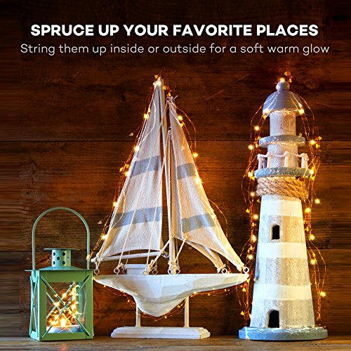 Lichterkette Batterie betrieben 50er LED TaoTronics warmweiß 5m dimbare Kupferdraht wasserdicht Sternenlicht außen und innen mit 8 Betriebsarten, Dekorative Lichter für Ostern Pfingsten Party Hochzeit Feste - 5