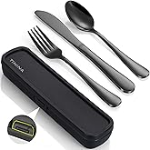 Camping Cutlery Set, Portable Stainless Steel Take-to-Work Cutlery Holder, Reinforced Box with Buckle Design, Work, Cutlery w