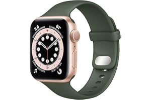 Lobnhot Kompatibel für Apple Watch Armband 45mm 42mm 44mm,Weiches Sport Silikon Ersatzarmband Kompatibel mit iWatch Series 7 SE 6 5 4 3 2 1 für Damen Herren (42/44/45MM-Dunkel grün)