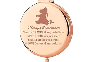 KEYCHIN Miroir de poche Bourriquet avec inscription You Are Braver Stronger Smarter Than You Think Miroir compact pour femmes et filles