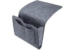 Esteopt Felt Bedside Storage Hanging, Bedside Storage Pockets Bunk Bed Storage Bag Bedside Organizer Caddy For Room (Black)