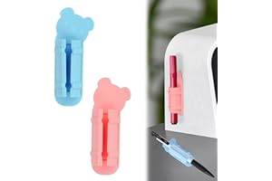 Kisstta 2 sztuki, samoprzylepny uchwyt na długopisy, uchwyt na długopisy, samoprzylepny, różowy i niebieski, uchwyt na długopisy, na stół, ścianę i lodówkę, 2 sztuki