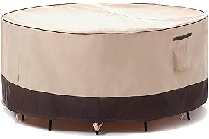 ‎F&J OUTDOORS F&J Outdoors Schutzhülle für Gartentische, Robust Wasserdicht Schneeschutz UV-beständige Abdeckplane für Terrassentisch Wetterfest im Sommer und Winter Rund Beige 230cm(Dm.)x80cm(H)