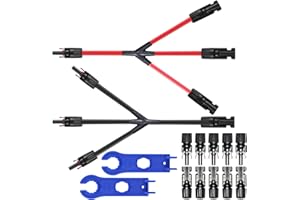 GTIWUNG 1 Par 3 a 1 Rama Tipo Y Cable de Alambre de Panel Solar M/FFF y F/MMM, Conectores Macho Hembra Cable de Extensión de Panel Solar Adaptador de Cable PV + 5 Pares Solar Panel Conectores
