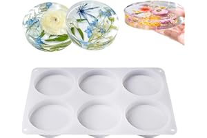 ANYUANKW Stampi in Silicone per Sottobicchieri Grandi Stampi Rotondi in Resina a 6 Cavità Stampo in Silicone per Tappetini per Tazze Fai Da Te, Decorazione per la Casa