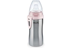 NUK Active Cup Children's Learning to Drink Bottle Leak Proof High Quality Stainless Steel 215ml 12+ Months BPA Free pink