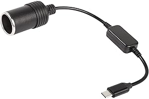 CERRXIAN 1 stopa wtyczka USB C do gniazda zapalniczki samochodowej 12 V, kabel zasilający do kamery Dash Cam, GPS, listwy świetlne LED do samochodu