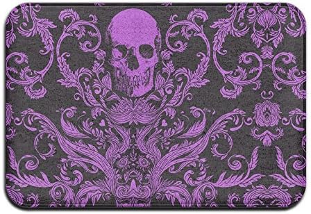 Dread Damask Livid Purple Indoor Outdoor Easy Clean Rubber Back Entry Way Doormat For Patio, Front Door, All Weather Exterior Doors