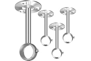 SEGNAYEN Deckenvorhangstangenhalterungen, 32 mm, Gardinenstangenhalter, silberfarben, robuste Metall-Gardinenstangenhalterung, Kleiderschrank, Schrankstange, Duschvorhang, 4 Stück