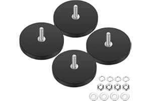 Wukong Gumowane magnesy Ø 43 mm, 4 sztuki, silne magnesy, antypoślizgowe, z gwintem zewnętrznym M4, magnesy z gwintem do pojazdów, lamp, do mocowania narzędzi