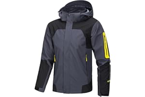 Eocicvvi Giacca Uomo In Softshell Con Cappuccio Staccabile Giubbotto Impermeabile Escursionismo Autunno Inverno Primavera Giacca Leggera da Montagna Transizione Jacket