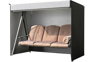 KAZAFA 3 Seater Garden Swing Seat Cover 160*120*170cm Waterproof 210D Black Chair Covers Windproof Anti-UV Outdoor Patio Swing Protective Cover All Weather Swing Canopy Furniture Covers for Garden Outdoor