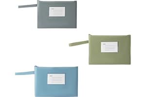 WLVINSON 3 Pièces Porte Billets de Banque,Pochette de Dépôt Billets,Rangement Billet de Banque,Pochette Zippée A5,Organisateur Argent avec Fermeture Éclair et Fenêtre Carte,Portefeuille Bancaire,Gris+Bleu+Vert