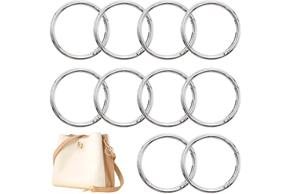 GOIYZTTR 10 st runda karbinhakar 60 mm rund fjäder snäppsilver stor rund nyckelring zinklegering nyckelring för gör-det-själv