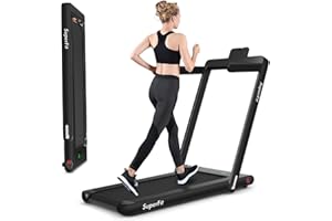 GOPLUS 2 in 1 Tapis Roulant Pieghevole, Motore da 2 HP, Velocità 1-12 km/h, Altoparlante Bluetooth Integrato, Display a LED, Braccioli Nascosti, Telecomando, Portata di 120kg, Nero