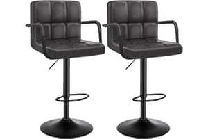 ‎WOLTU WOLTU Barhocker 2er Set Barstuhl Tresenhocker Bistrohocker Designer Hocker mit Rückenlehne, Kunstleder in Antiklederoptik höhenverstellbar drehbar Stahl Anthrazit