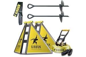 ‎GIBBON Gibbon Slacklines IndependenceKit Classic für Slacklinen ohne Bäume - Witterungsbeständig, Balance und Spaß mit Trampolin-Effekt, inkl. Slackframes, Bodenschrauben und Anleitungen