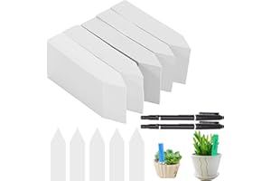 LEONSHCO Lot de 500 étiquettes pour plantes En plastique 10 x 2 cm Résistantes aux intempéries Avec 2 stylos noirs Pour plantes de jardin Marqueurs (blanc)