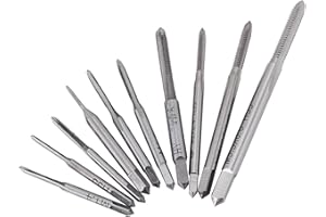 10 Stück Gewindebohrer Set, Gewindeschneidwerkzeug Satz, HSS Metrisches Gerades Rohr Machine Tap M1 M1.2 M1.4 M1.6 M1.7 M1.8 M2 M2.5 M3 M3.5 Modellbau Gewindeschneider Set