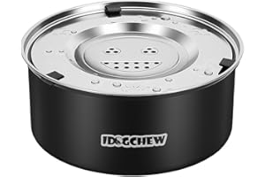 IDOGCHEW Gamelle Anti Éclaboussure Chien 3L Noir, Gamelle Eau Chien en Acier Inoxydable, Bol Anti-Goutte avec Couvercle Anti-Débordement et Anti-Renversement