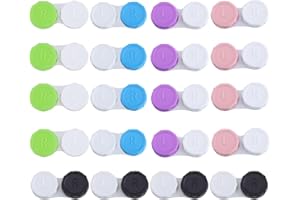 MAKOTO NOBU 20 Piezas Estuche para Lentes de Contacto, Higiénico Portátil Estuche Lentillascon, Multicolor, con Tapas Izquierda/Derecha, para Viajes en Casa al Aire Libre(Azul, Negro, Rosa, Verde, Morado)