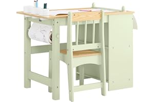 ‎SOBUY SoBuy Kindertisch mit 1 Stuhl, Kindersitzgruppe mit 1 Papierrollenhalter, Kinder Tisch Stuhl Set, Spieltisch und Maltisch für Kinderzimmer, Maltisch für Kinder, Grün 80x66x50 cm KMB60-GR