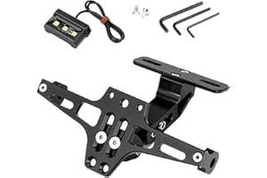 BQWEUN Kennzeichenhalter Motorrad, mit Kennzeichenbeleuchtung, Einstellbare Winkel, Nummernschildhalterung Motorrad, Motorrad Kennzeichenhalter, für Sportster Z900 SV650, FZS600, FZS1000, MT01, 07, 09