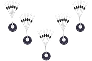 Milepetus 300/600 Stück Gummi Angeln Bobber Stopper,6 in 1 Float Sinker Stopps,3 Größen Schwarz Rot Orange Oval Zylinder Float Stop Verfügba