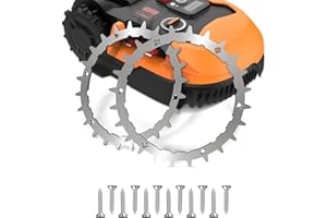 AVCITY puntes in Acciaio-Inox per Worx Landroid S/M, 2 Puntali per tosaerba robotizzato + 12 Inox-viti per miglioramento de trazione per Tagliaerba, Dimensioni ruotes 205mm