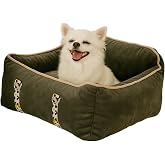 PawGo, Premium Taşınabilir Kedi ve K&ouml;pek Araba Koltuğu, Tasma Klipsli, Ayarlanabilir Kayışlı (Antrasit, 50X62X22)