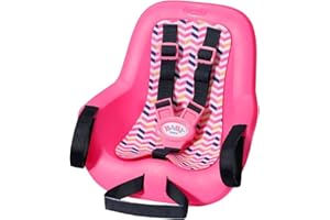 BABY born Zapf Creation 834329 fotelik rowerowy dla lalek o wielkości 36 cm i 43 cm, z systemem na rzepy, do kierownic wielu rowerów dziecięcych i 3-punktowego paska, różowy