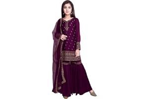 White Button Girls Georgette Sharara Suit Set | Premium Designer Ethnic Wear for Kids