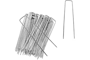 BECHOICEN Garden Pegs Stakes for Netting Anti-corrosion U-Shaped Ground Pegs for Membrane Pegs Tent Pegs Metal for Artifical Grass. (10, Silver)